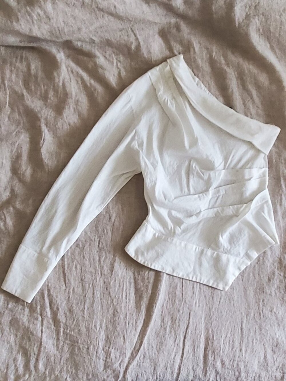 Zara Asymmetric Linen Blend Blouse